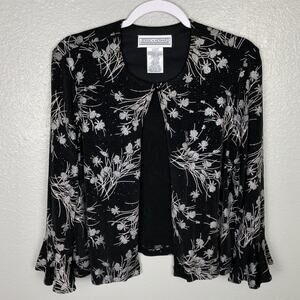 Jessica Howard Size 14 Cropped Cardigan Bolero Single Button Top w Shiny Details